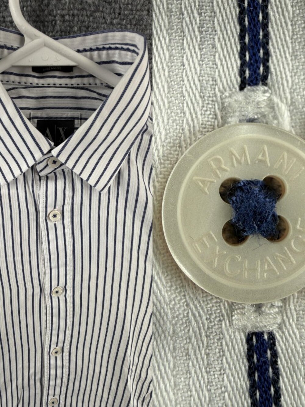 Armani Point Small Slim Striped Cotton Blue Long Sleeve Button Up Mens Shirt